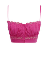 Load image into Gallery viewer, Maya Fuchsia Cotton Poplin Top With Lace Trim
