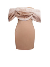 Load image into Gallery viewer, Nadira Off Shoulder Fur Trim Mini Dress
