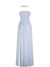 Load image into Gallery viewer, Qianna Baby Blue Peplum Top Drop Waist Chiffon Gown
