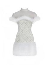 Load image into Gallery viewer, Taylor Ivory Fur Trimmed Beaded Bouclé Mini Dress
