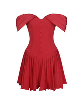 Load image into Gallery viewer, Narelle Crimson Off-Shoulder Sweetheart Drop Waist Mini Dress
