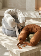Load image into Gallery viewer, Linen Adjustable Neck Support Travel Pillow
