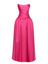 Load image into Gallery viewer, Walterina Fuchsia Satin Strapless Drop Waist Corset Gown
