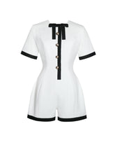 Load image into Gallery viewer, Idina Business Casual White Romper with Black Trim
