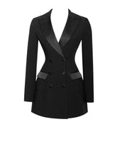 Load image into Gallery viewer, Calista Black Stretch Crepe Blazer Dress
