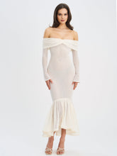 Load image into Gallery viewer, Kaedyn Off Shoulder Long Sleeve Crochet Mermaid Maxi Dress
