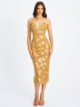 Load image into Gallery viewer, Edie Gold Beaded Sequin Midi Pencil Dress
