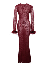 Load image into Gallery viewer, Patricia Burgundy Leopard Burnout Velvet Mesh Backless Maxi Dress
