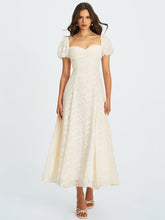 Load image into Gallery viewer, Pandora White Bubble Sleeve Backless Maxi Dress
