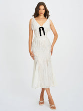 Load image into Gallery viewer, Paola White Peter Pan Collar Beaded Sequin Mermaid Midi Dress
