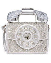 Load image into Gallery viewer, Betsey Johnson Party Line Faux Rhinestone Phone Bag
