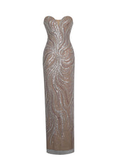 Load image into Gallery viewer, Quinci Apricot Beaded Sequin Sweetheart Maxi Dress
