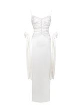 Load image into Gallery viewer, Karmen Pearl Top Pencil Slip Gown with Scarf
