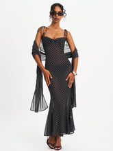 Load image into Gallery viewer, Yadira Black Base Polka Dot Chiffon Maxi Dress
