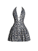 Load image into Gallery viewer, Mackenzie Cheetah Print Halter Linen Mini Dress

