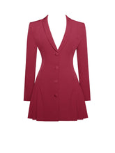 Load image into Gallery viewer, Delia Burgundy Blazer Dress with Pleated Detail
