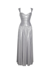 Load image into Gallery viewer, Palmer Silver Glitter Drop Waist Maxi Dress
