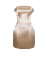 Load image into Gallery viewer, Paisley Pearl Trim Gold Sleeveless Mini Dress
