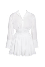 Load image into Gallery viewer, Jamila White Shirt Mini Dress with Embroidered Waist Detail
