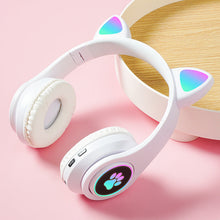 Load image into Gallery viewer, Interesting New Kids Headphones Wireless Bluetooth In Cat Ears Headphones Style With Noise Reduction Live Breathing Lights Glare and LED Lights
