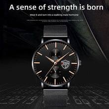Load image into Gallery viewer, Black 3Bar Watch Men Women'S Watches Ladies Watch With Crystals  Fashion Stainless Steel Band Comfortable Wristwatch
