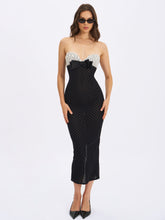 Load image into Gallery viewer, Faith Black and White Polka Dot Sweetheart Maxi Dress

