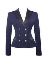 Load image into Gallery viewer, Nasia Navy Blue Double Breast Backless Blazer
