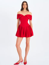 Load image into Gallery viewer, Narelle Crimson Off-Shoulder Sweetheart Drop Waist Mini Dress
