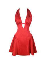Load image into Gallery viewer, Peyton Ruby Plunging Halter Keyhole Mini Dress

