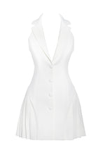 Load image into Gallery viewer, Reyna Beige Backless Pleated Mini Blazer Dress
