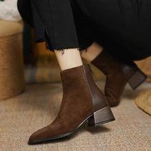 Load image into Gallery viewer, Women’s Suede Mid-Heel Martin Boots – Chic Casual Ankle Boots
