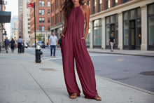 Load image into Gallery viewer, Women's Sleeveless Open-Back Wide-Leg Pleated Jumpsuit
