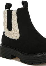 Load image into Gallery viewer, Mothman Faux Fur Detail Chunky Ankle Boots
