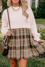 Load image into Gallery viewer, Vintage Plaid Round Neck Long Sleeve Mini Dress Cozy &amp; Stylish Dress Retro Design Dress For Party
