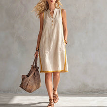 Load image into Gallery viewer, Women's Sleeveless V-Neck Button-Front Pocketed A-Line Midi Dress
