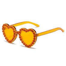 Load image into Gallery viewer, Peach Heart Rhinestone Sunglasses – Y2K INS Style
