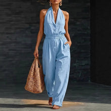 Load image into Gallery viewer, Women's Knitted V-Neck Slim-Fit Cropped Jumpsuit
