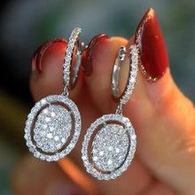 Load image into Gallery viewer, White Gold Oval Earrings - Stylish Elegance for Every Occasion
