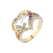 Load image into Gallery viewer, Mother's Day Gift Hollow Heart English Letter Love Mom Rhinestone Butterfly Finger Ring Jewelry Gift
