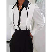 Load image into Gallery viewer, Women’s Black White Colorblock Shirt
