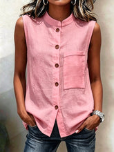 Load image into Gallery viewer, Women's Sleeveless Crop Top with Buttoned Pockets – Solid Color
