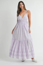 Load image into Gallery viewer, Eyelet Lace Maxi Dress With Side Strap Details – Elegant Fluttering Eyelet Lace Maxi Dress, Modern Side Strap Design, Formal Summer Maxi Dress, Sophisticated Event Dress
