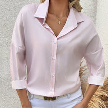 Load image into Gallery viewer, Women's Striped Lapel Long Sleeved Shirt Top
