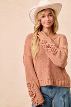 Load image into Gallery viewer, BiBi Chunky Knit Sweater with Flower Detail Sleeves
