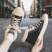 Load image into Gallery viewer, Women’s Warm Black Winter Thick Flat High-Top Velvet Canvas Shoes
