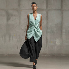 Load image into Gallery viewer, Women's Tie-Front V-Neck Sleeveless Top &amp; Wide-Leg Pants Set
