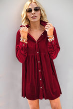 Load image into Gallery viewer, Deep Red Full Size Collared Neck Long Sleeve Mini Dress Classic &amp; Stylish Women Dress
