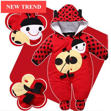 Load image into Gallery viewer, Warm Autumn Winter Baby Girls Boys Rompers Cartoon Cute Thick Warm Hooded Jumpsuits For Babies In Modern Design
