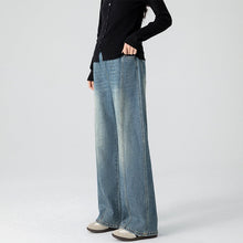 Load image into Gallery viewer, Retro Loose Straight-Leg High-Waist Floor-Length Wide-Leg Maternity Jeans
