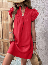 Load image into Gallery viewer, Elegant Ruffled Cap Sleeve Mini Dress Feminine &amp; Flowy Summer Dress
